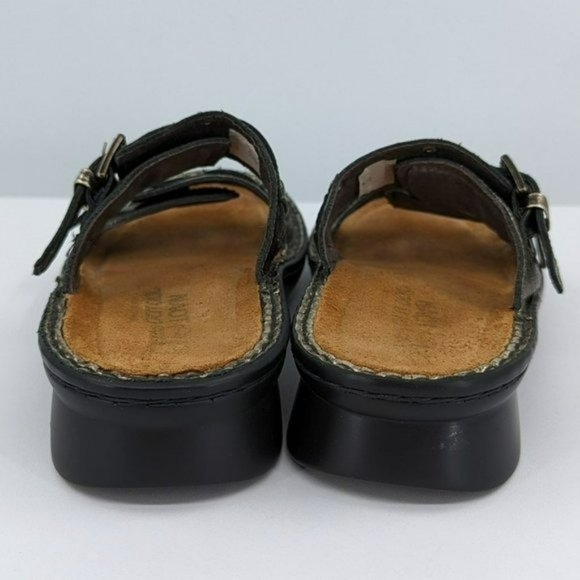 Naot Karaoke Wedge Sandal 37 6 Metallic Bronze Gold Strappy Side Buckle Open Toe - Picture 7 of 13